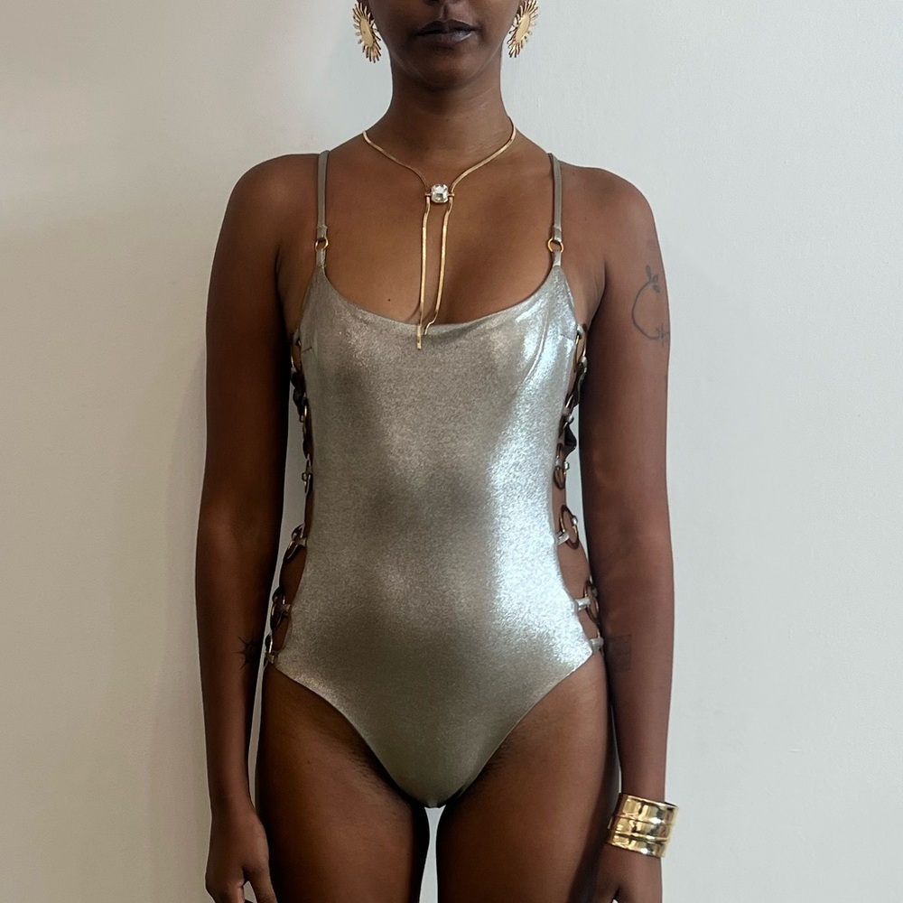 Reversible Metallic One-Piece Swimsuit